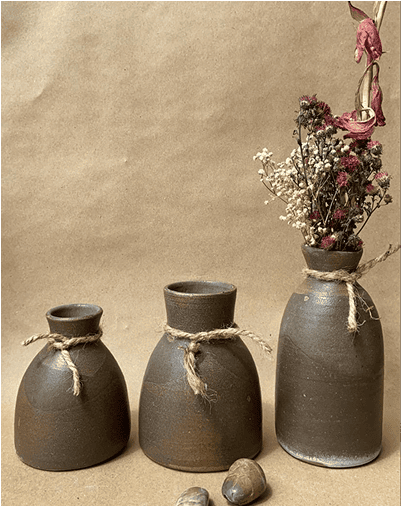 Earthy Tied Ceramic Vases (Set of 3)